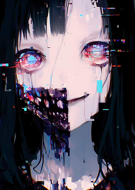 Digital Glitch Anime Girl