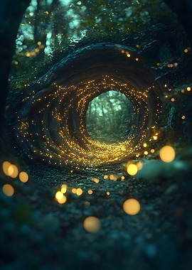 Surrealism Portal of the Fireflies Fireflies Poster