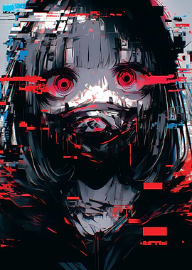 Anime Girl with Glitch Effect
