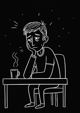 Tired Man at Table
