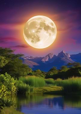 Full Moon Over Mountains