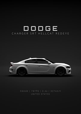 White Dodge Charger SRT Hellcat Redeye-Specs