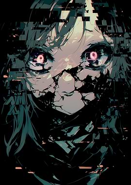 Digital Glitch Anime Girl