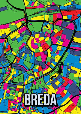 Breda Brabant City Map Pop Art
