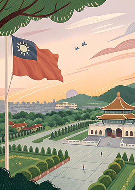 Taiwanese Flag & Pagoda
