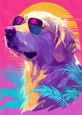 80s Retro Golden Retriever