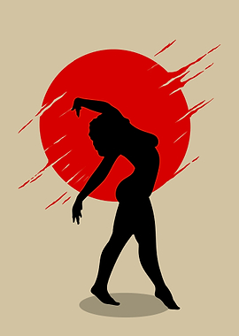 Silhouette Woman Red Sun