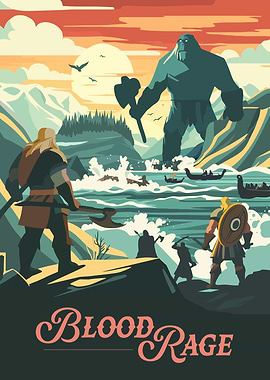 Blood Rage Board Game Inspired Illustration Poster