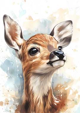Fawn Watercolor Portrait