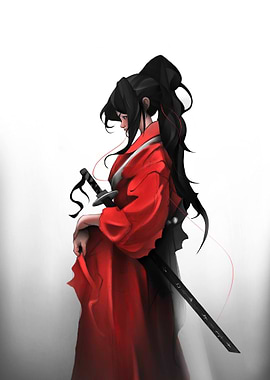 Red-Clad Samurai Woman
