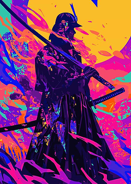 Samurai Warrior Trippy Weirdcore Psychedelic