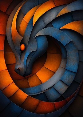 Geometric Dragon Spiral