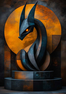 Geometric Dragon Monument