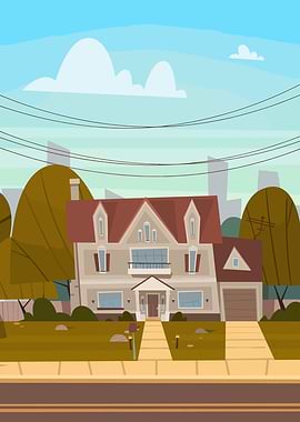 Suburban House Illustration