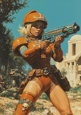 Space Marine Woman with Gun