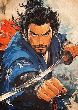 Myamoto Mushashi Warrior Graffiti Artwork