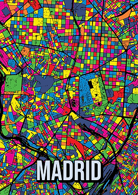Madrid Spain City Map Pop Art