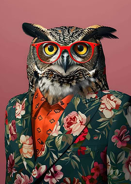 Owl in Floral Suit