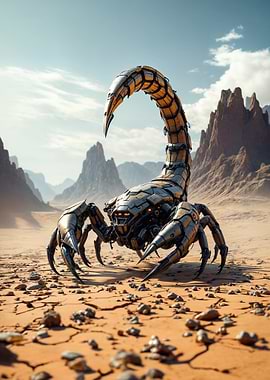Mechanical Scorpion in Desert