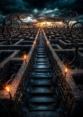 Stone Maze at Sunset