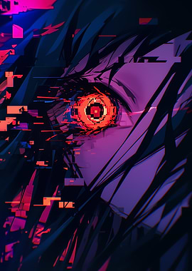 Anime Eye with Glitch Effect