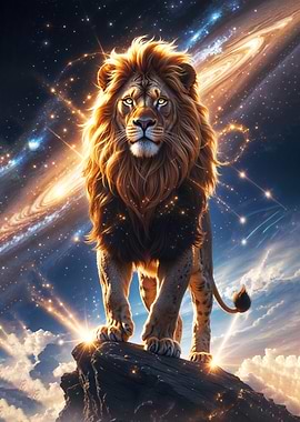 Majestic Lion in Space