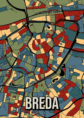 Breda Brabant Netherlands City Map Travel Poster Art