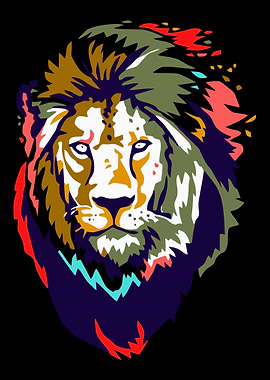 Colorful Lion Portrait