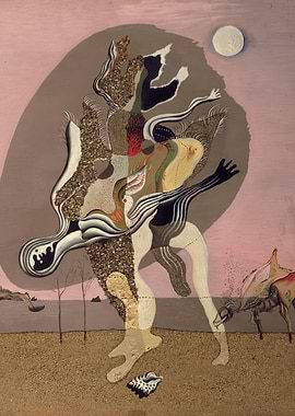 salvador dali Surrealist Figure with Moon