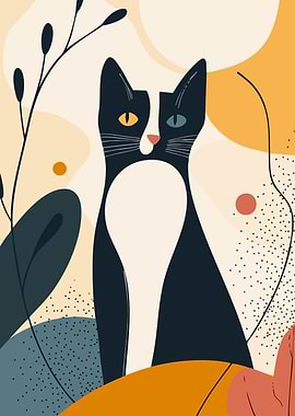 Cute Black Cat Abstract Art