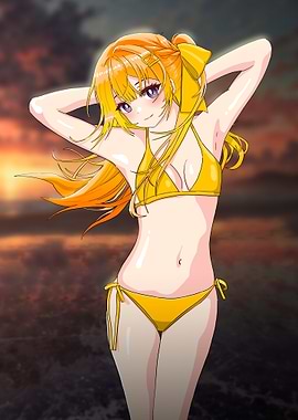 Anime Girl in Yellow Bikini