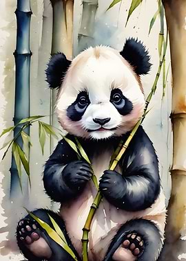Panda in Bamboo Forest