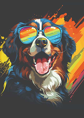 Bernese Mountain Dog with Sunglasses