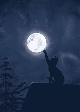 Cat Reaching for the Moon
