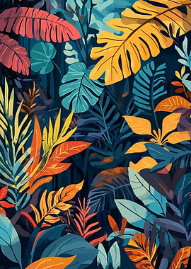 Tropical Leaf Pattern Art Minimalist