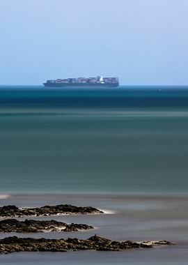 Cargo Ship on Calm Sea