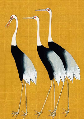 Vintage Bird Cranes Minimalist