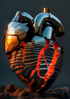 Metallic Heart Sculpture