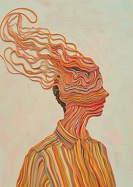 Abstract Portrait with Stripes