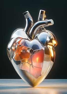 Metallic Heart Sculpture