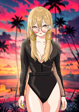 Anime Girl in Swimsuit