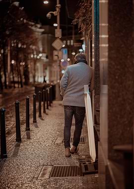 Man Walking at Night
