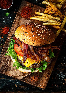 Bacon Cheeseburger with Fries