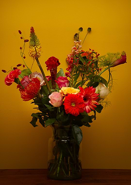 Colorful Flower Bouquet yellow background