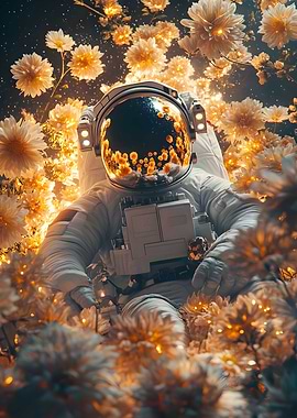 Surrounded by floating golden chrysanthemums the a Poster