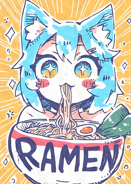 Kawaii Anime Girl Eating Ramen