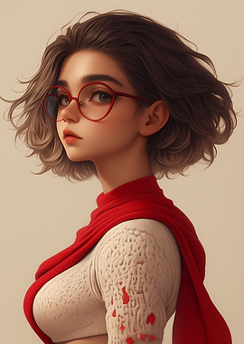 Anime Girl with Red Scarf