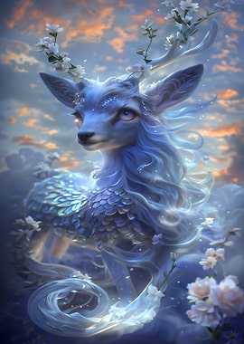 Mystical Blue Deer