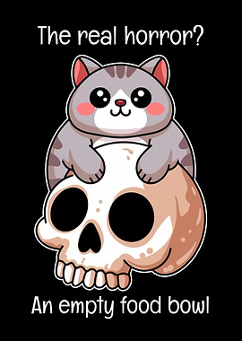 Cat on Skull - Empty Bowl Horror