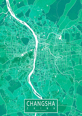 Changsha Map China Watercolor